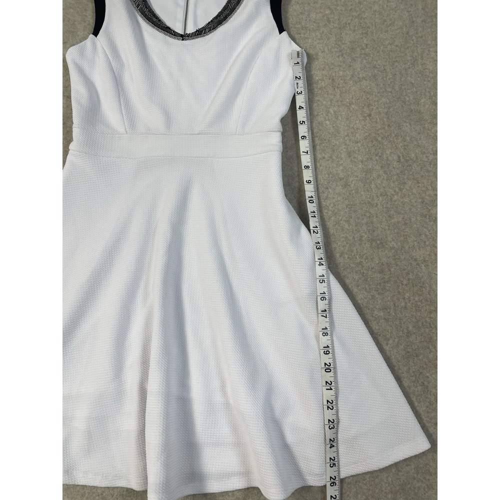 Xoxo Metal Beaded Womens A-Line Dress With Pockets Lined SZ M Flare White/Black - Picture 16 of 16